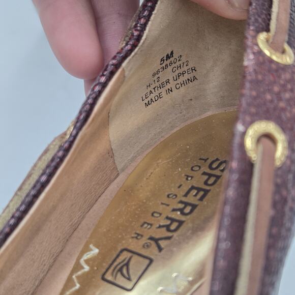 Sperry Top Sider Womens Platform Block Heels Brown Leather Boat Shoe Pump Sz 5 M - Picture 7 of 7